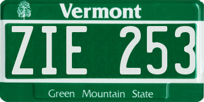 VT license plate ZIE253