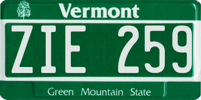 VT license plate ZIE259