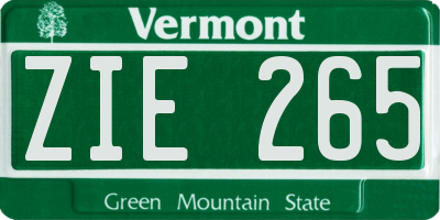 VT license plate ZIE265
