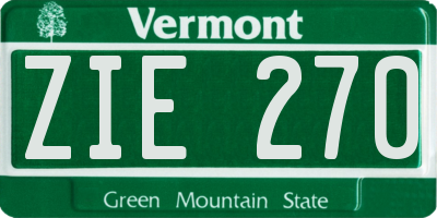 VT license plate ZIE270