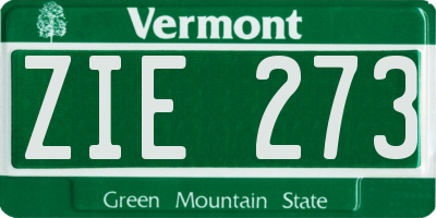 VT license plate ZIE273