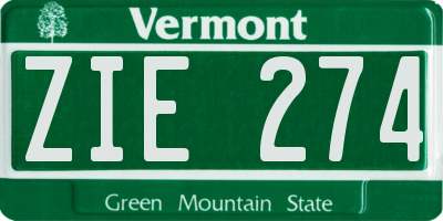 VT license plate ZIE274