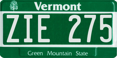 VT license plate ZIE275