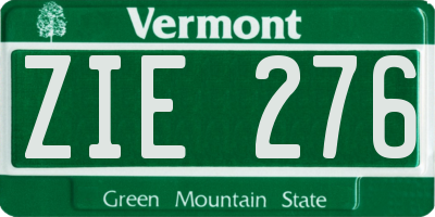 VT license plate ZIE276