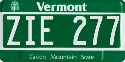 VT license plate ZIE277