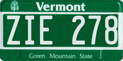 VT license plate ZIE278