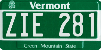 VT license plate ZIE281