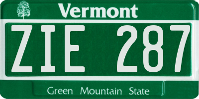 VT license plate ZIE287
