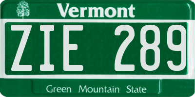 VT license plate ZIE289