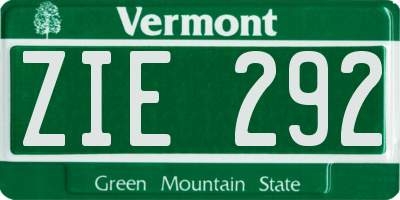 VT license plate ZIE292