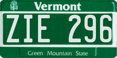VT license plate ZIE296