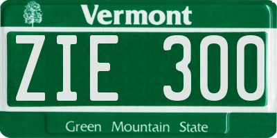 VT license plate ZIE300