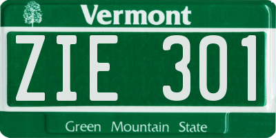 VT license plate ZIE301