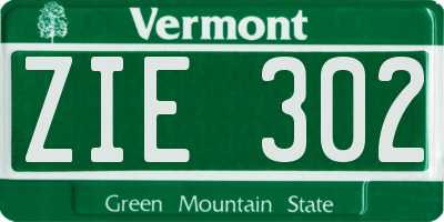 VT license plate ZIE302