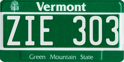 VT license plate ZIE303