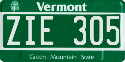 VT license plate ZIE305