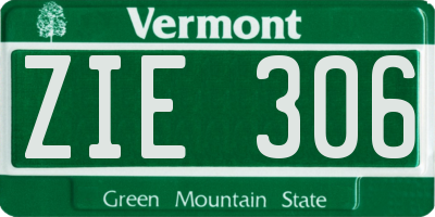 VT license plate ZIE306