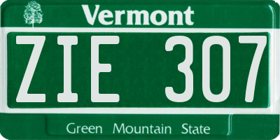 VT license plate ZIE307