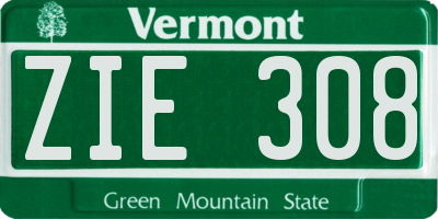 VT license plate ZIE308