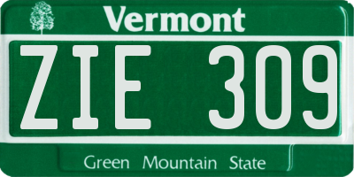 VT license plate ZIE309