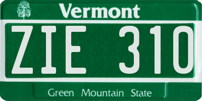 VT license plate ZIE310