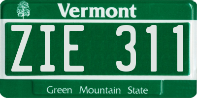 VT license plate ZIE311