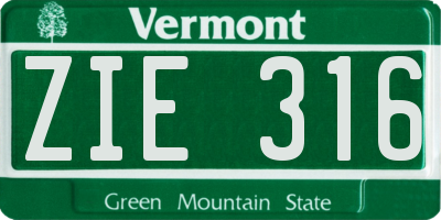 VT license plate ZIE316
