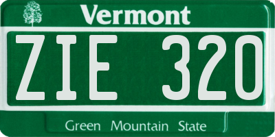 VT license plate ZIE320