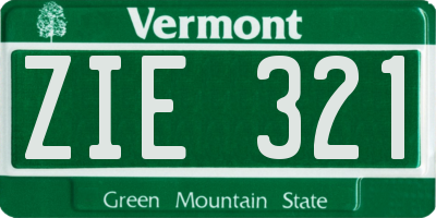 VT license plate ZIE321