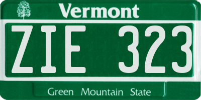 VT license plate ZIE323