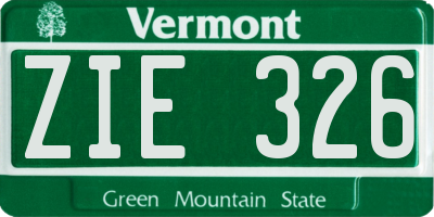 VT license plate ZIE326