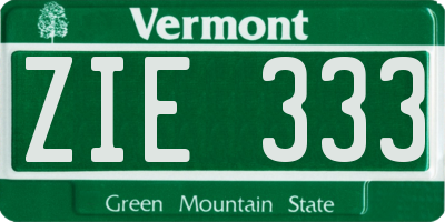 VT license plate ZIE333