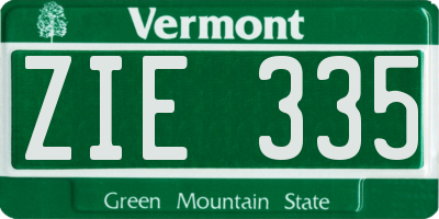 VT license plate ZIE335