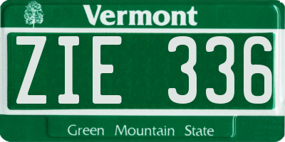 VT license plate ZIE336