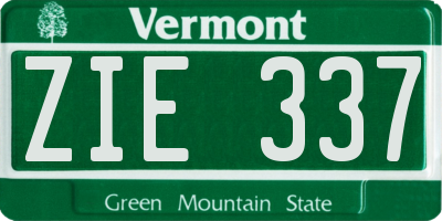 VT license plate ZIE337