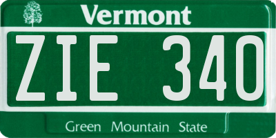 VT license plate ZIE340