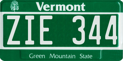 VT license plate ZIE344