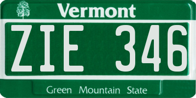 VT license plate ZIE346