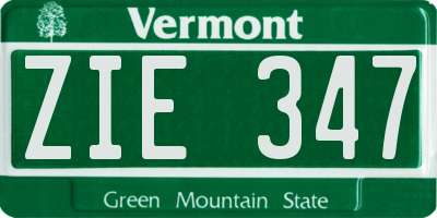 VT license plate ZIE347