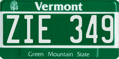 VT license plate ZIE349