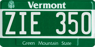 VT license plate ZIE350