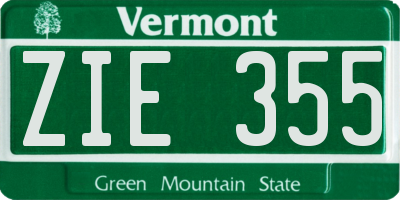 VT license plate ZIE355