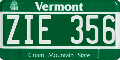 VT license plate ZIE356