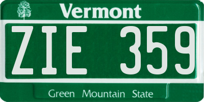 VT license plate ZIE359