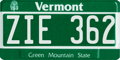 VT license plate ZIE362