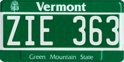 VT license plate ZIE363