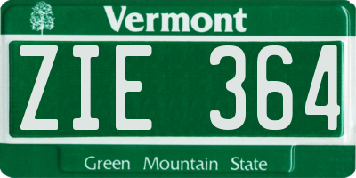 VT license plate ZIE364