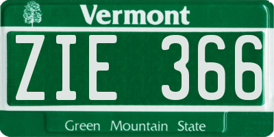 VT license plate ZIE366