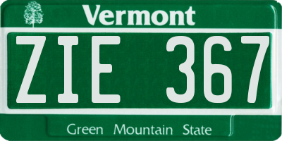 VT license plate ZIE367