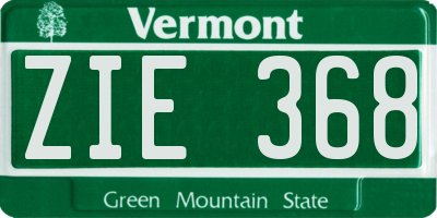 VT license plate ZIE368